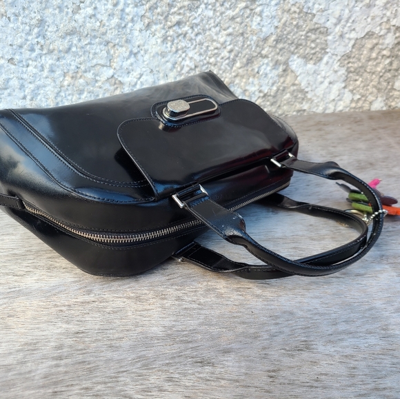 Mazzini patent leather top handle satchel bag, from Italy - Picture 6 of 12